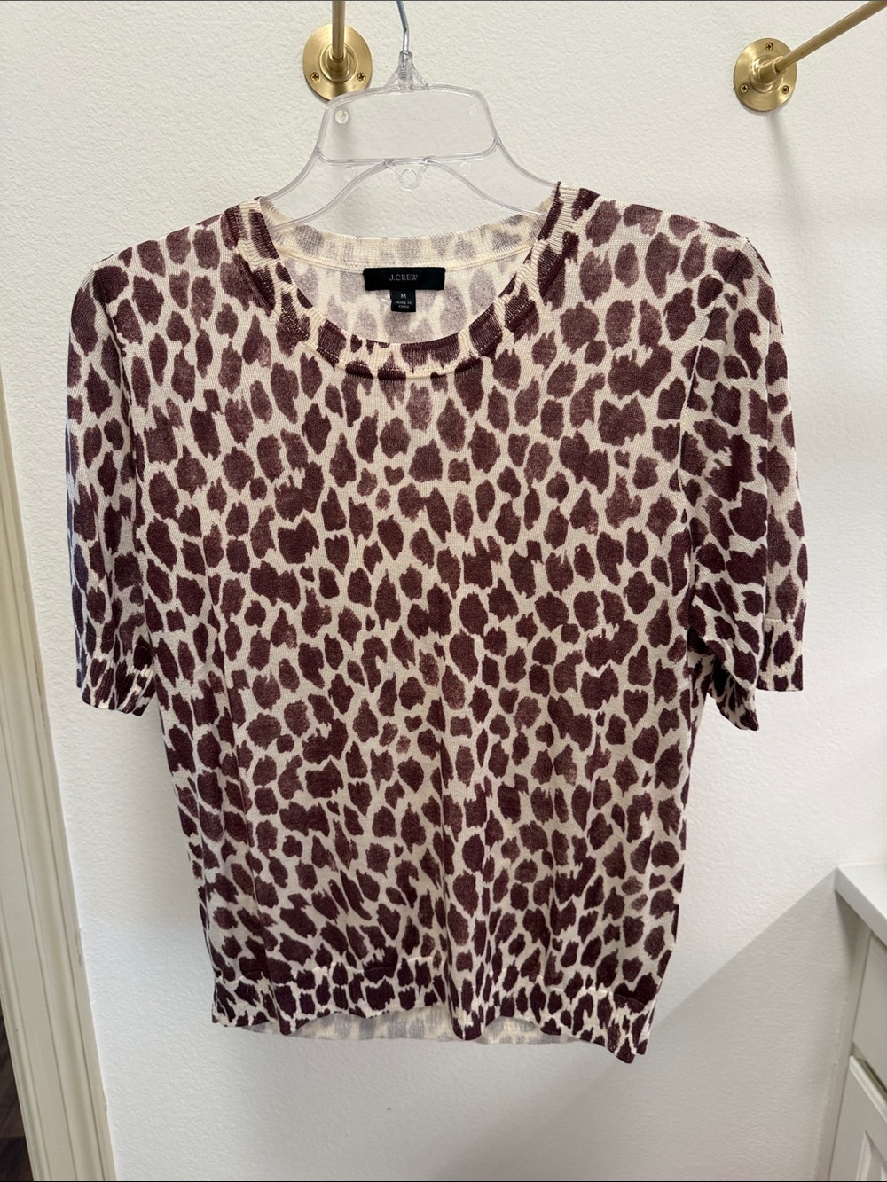 J. Crew Short Sleeve Leopard Print Tee in Brown and Cream